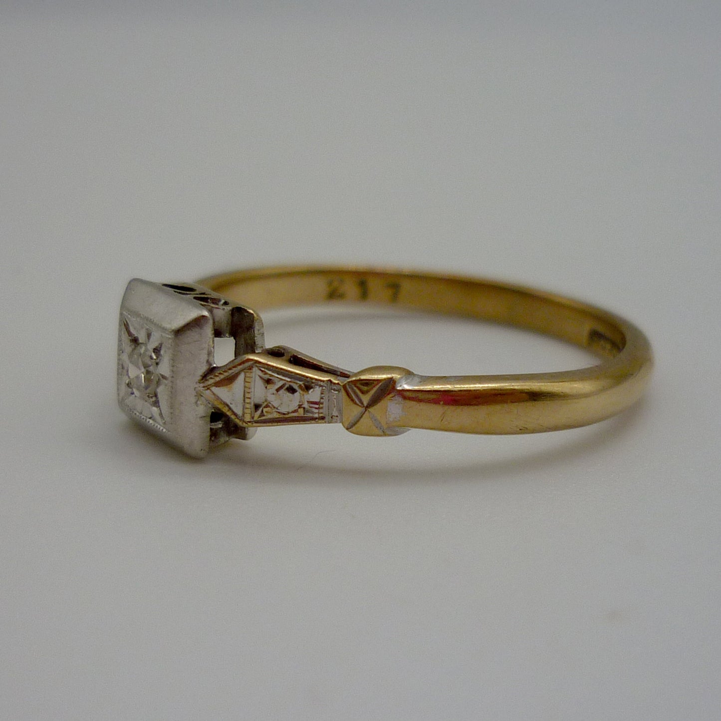 Art Deco Gold &  Platinum Diamond Ring Size 7