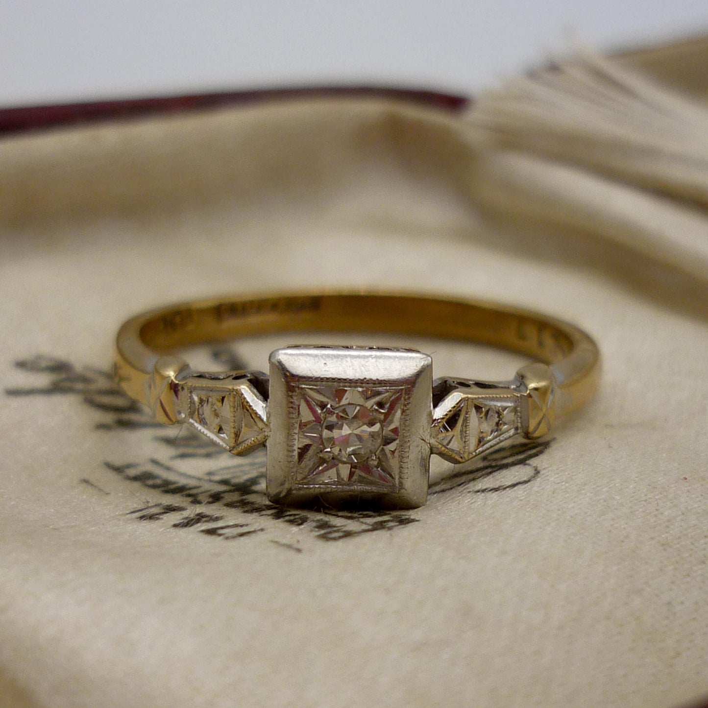 Art Deco Gold &  Platinum Diamond Ring Size 7
