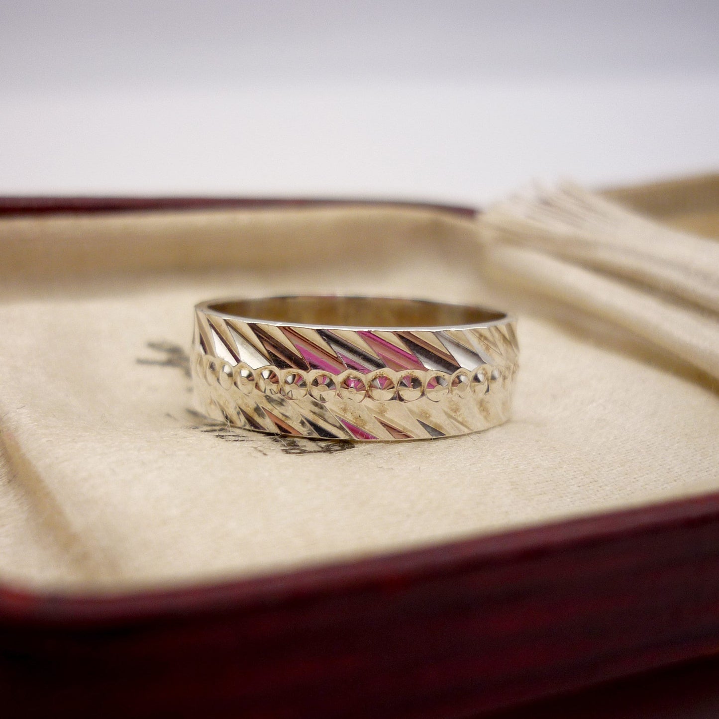 6mm Wide Textured Sterling Silver  Band Size 6.5