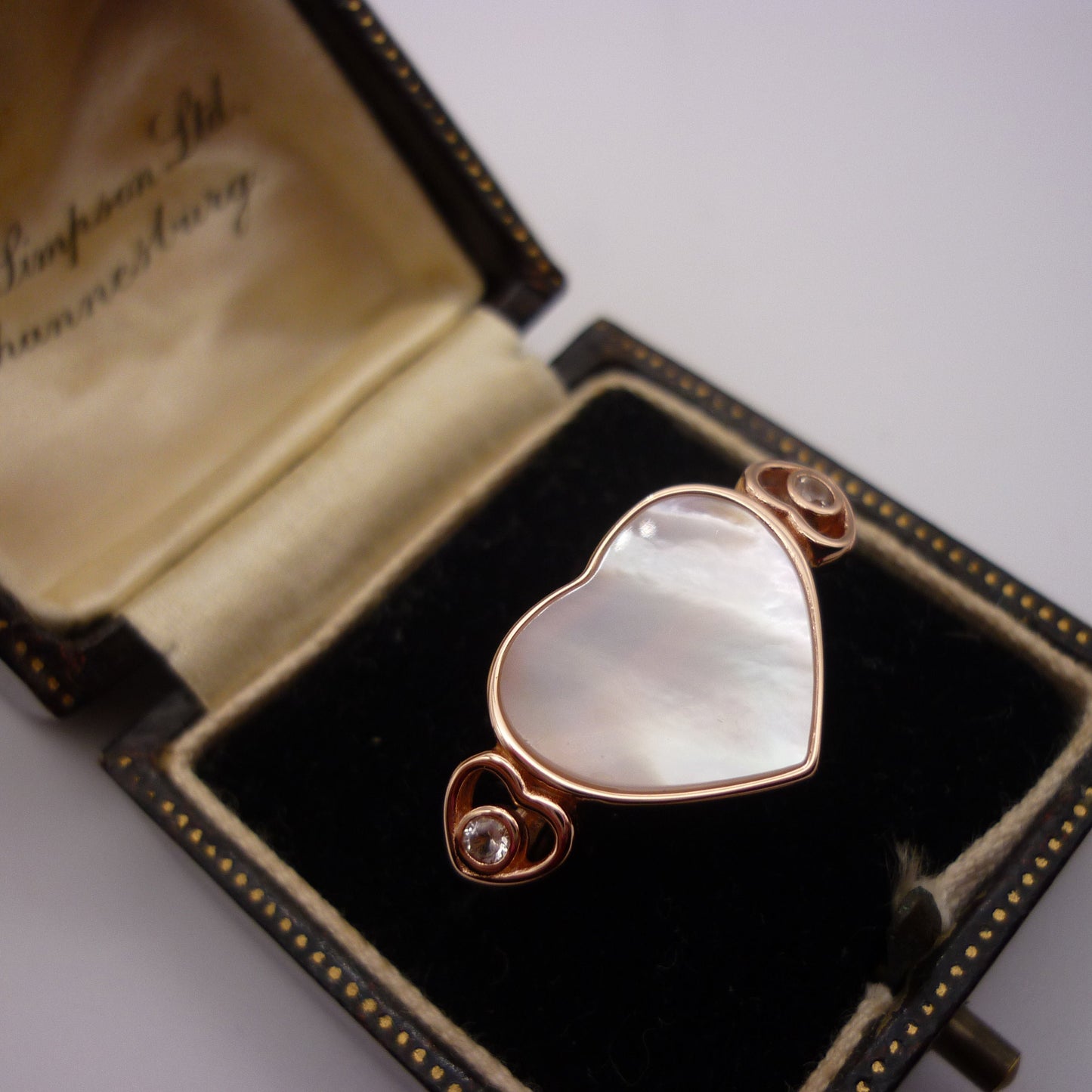 Rose Gold Mother of Pearl Heart Ring Size 6.5