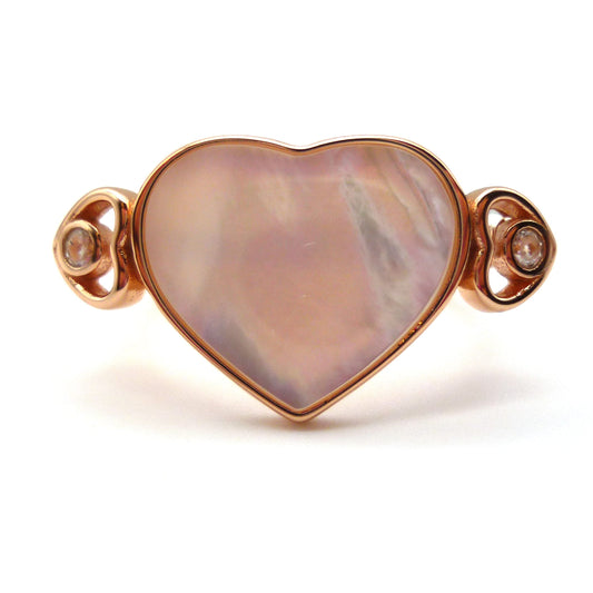 Rose Gold Mother of Pearl Heart Ring Size 6.5