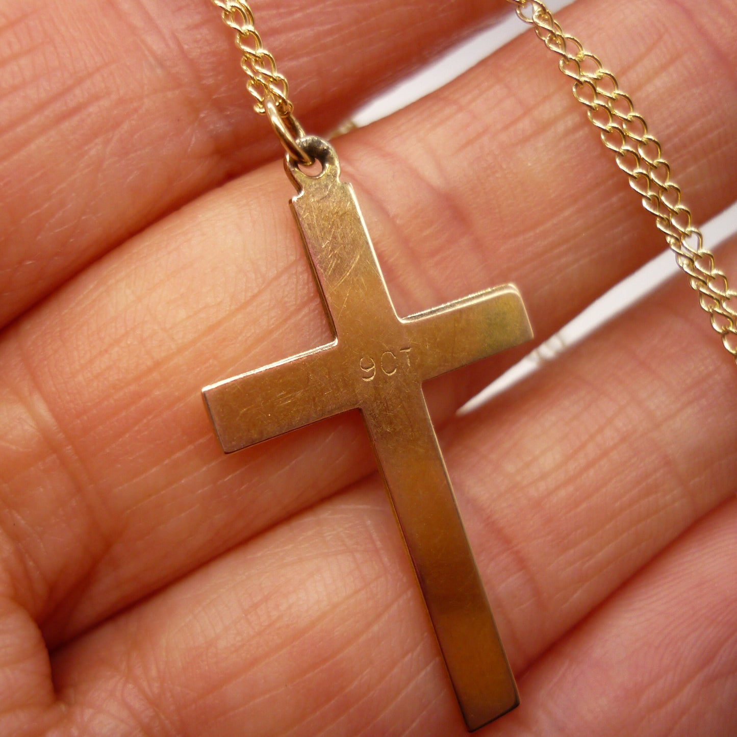 Vintage Gold Engraved Crucifix on Chain