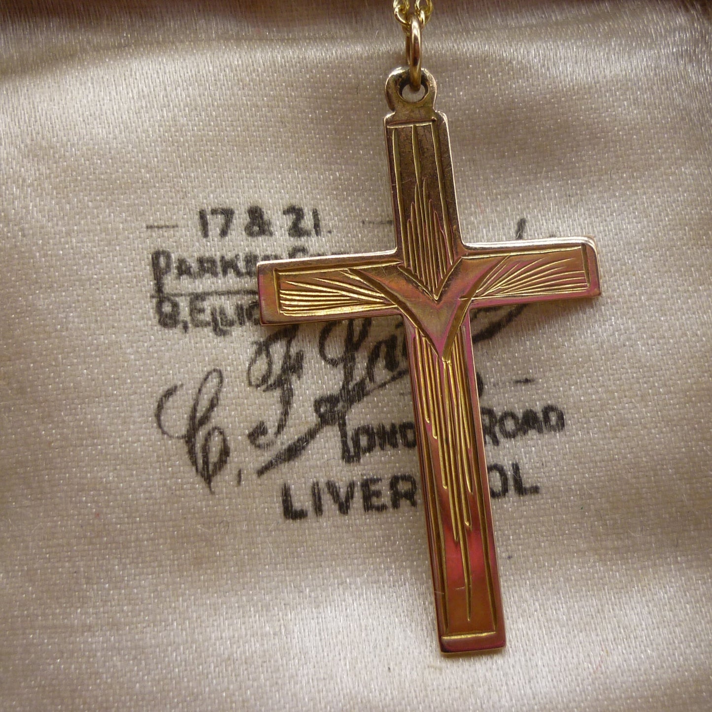 Vintage Gold Engraved Crucifix on Chain