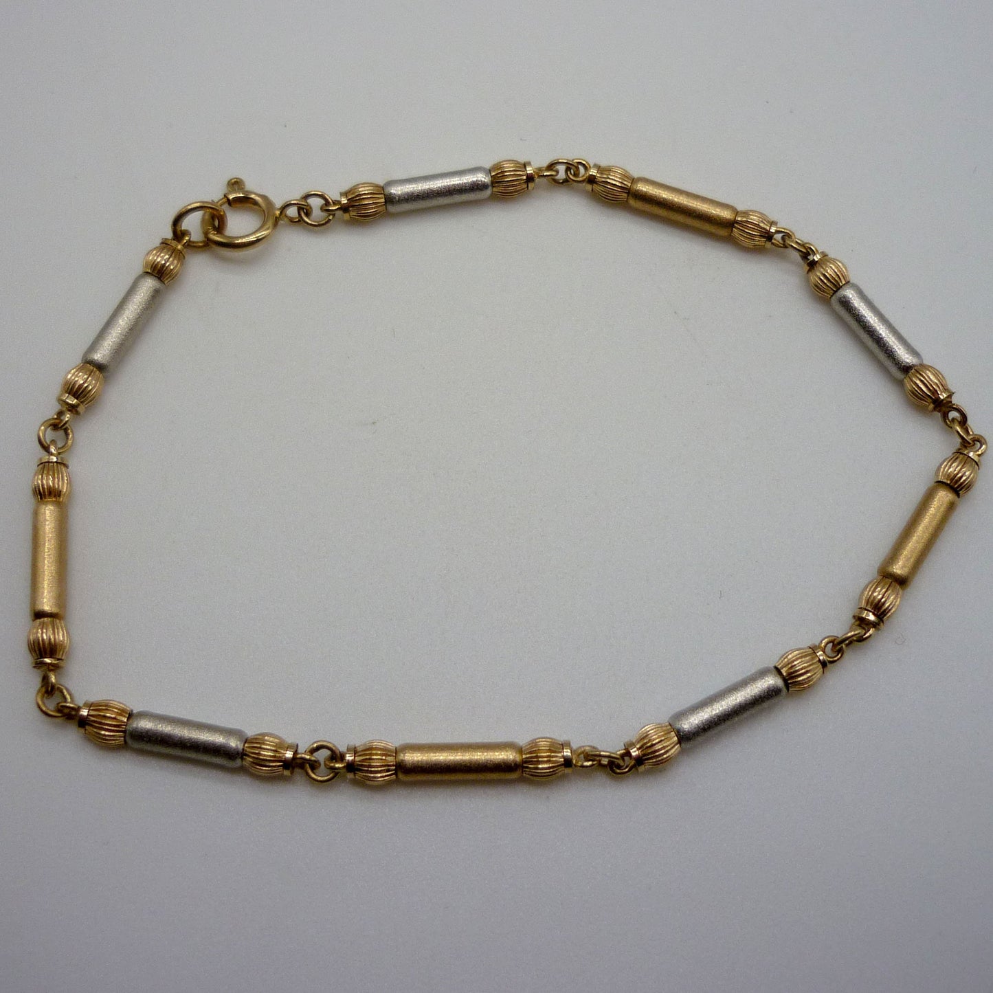 Two Tone Gold Bracelet, Bar and Ball Chain Bracelet For Women