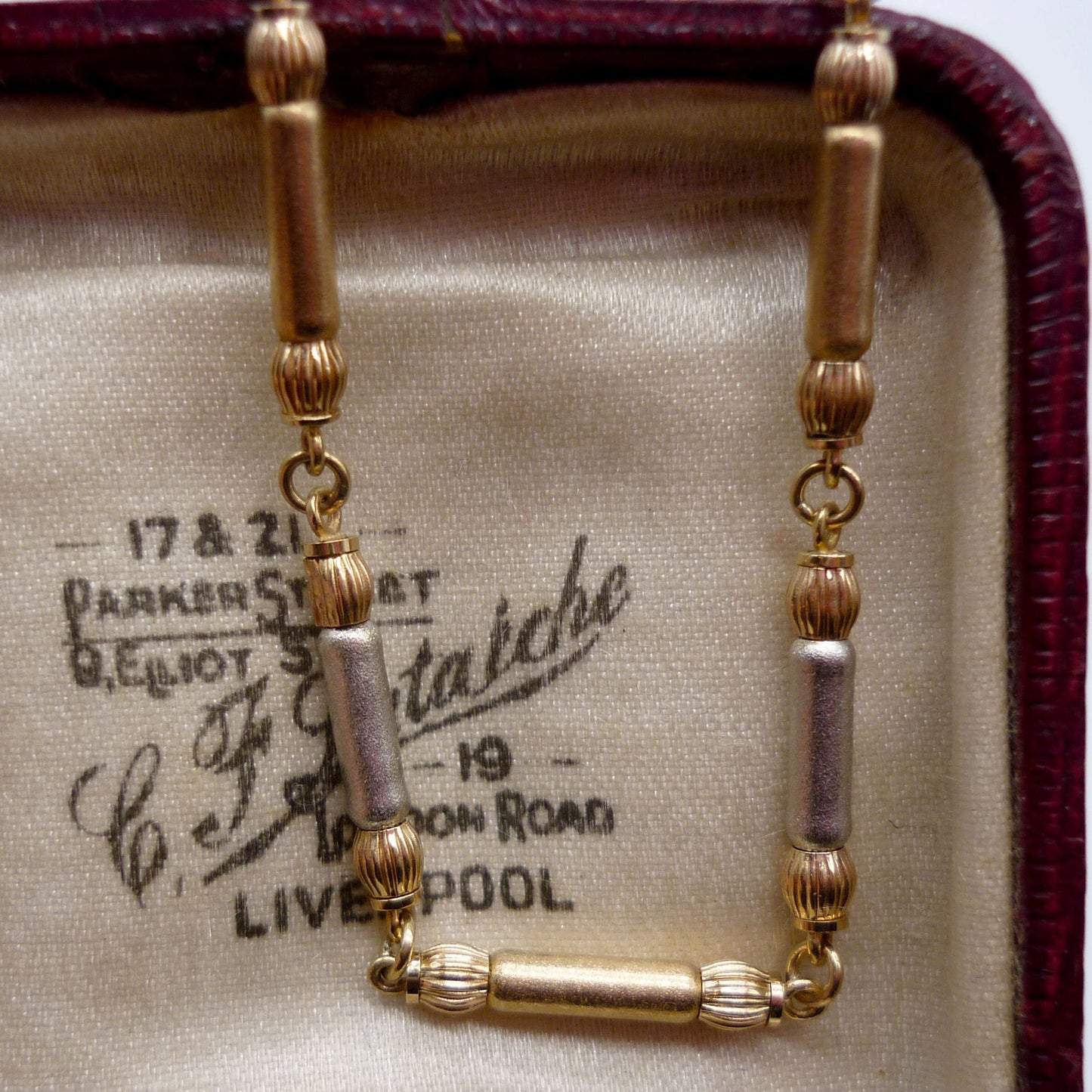 Two Tone Gold Bracelet, Bar and Ball Chain Bracelet For Women