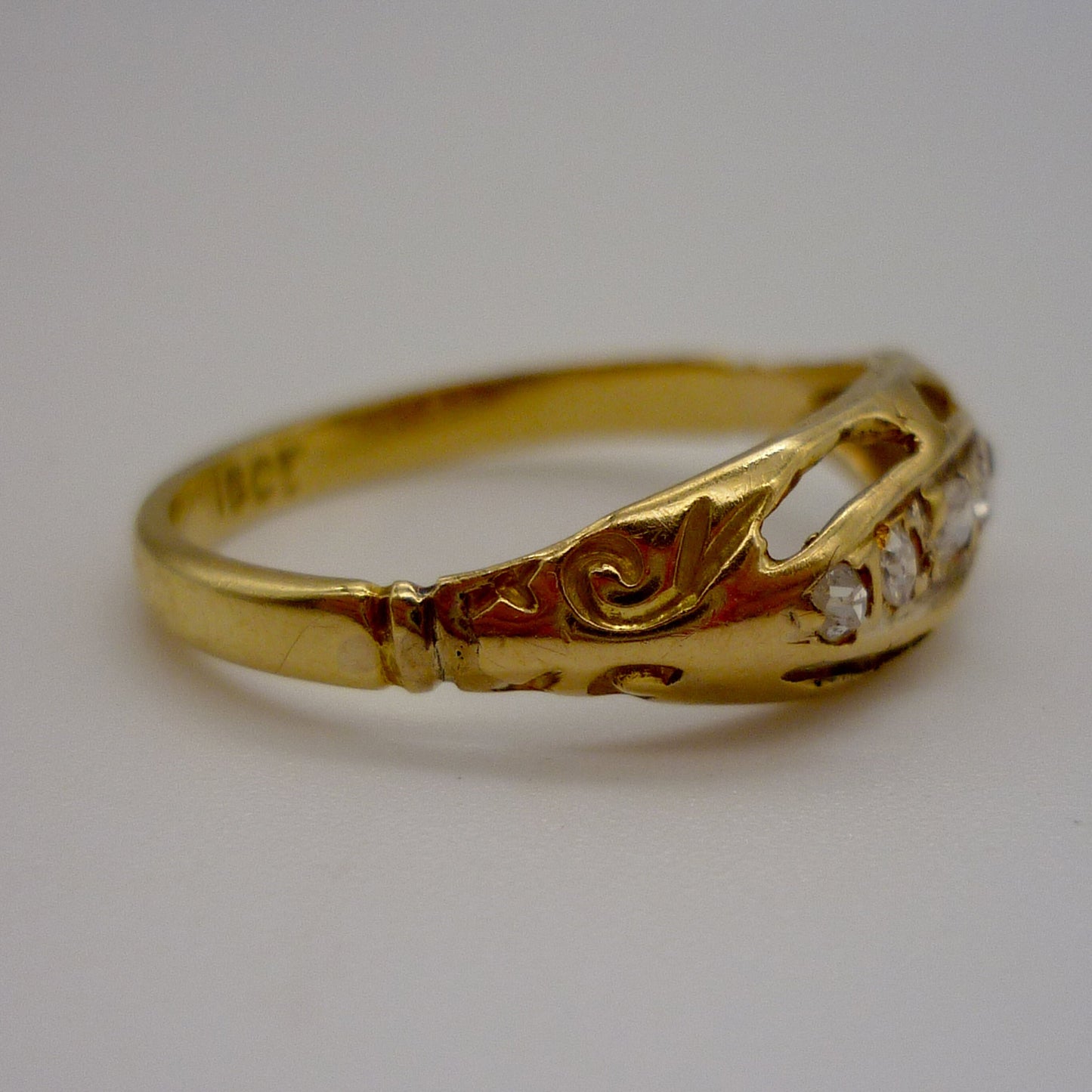 Victorian Wedding Band Size 6.25, Antique Old Cut Diamond Ring