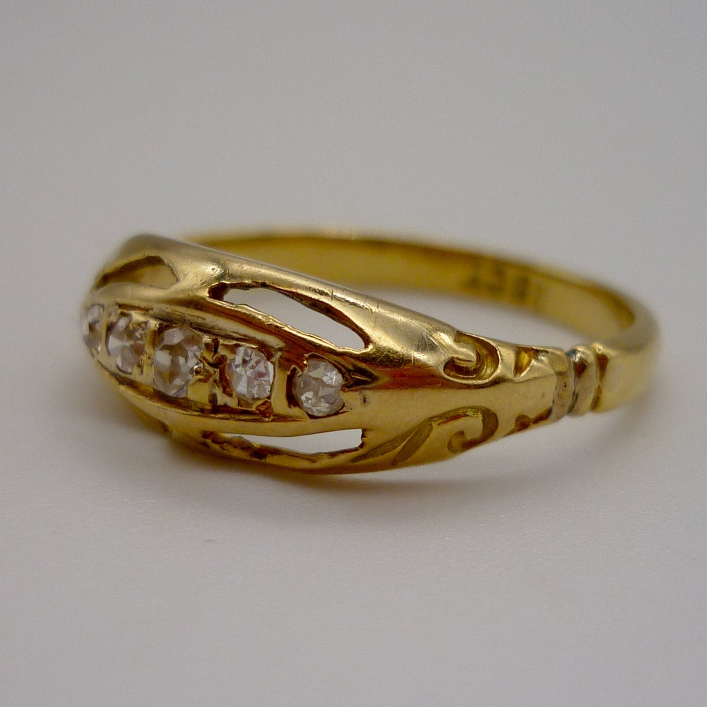 Victorian Wedding Band Size 6.25, Antique Old Cut Diamond Ring