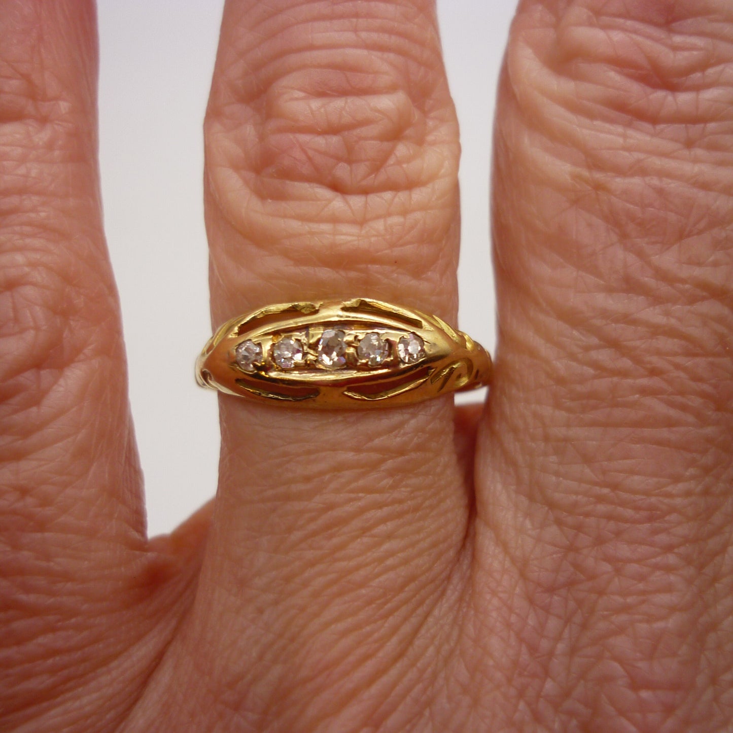 Victorian Wedding Band Size 6.25, Antique Old Cut Diamond Ring