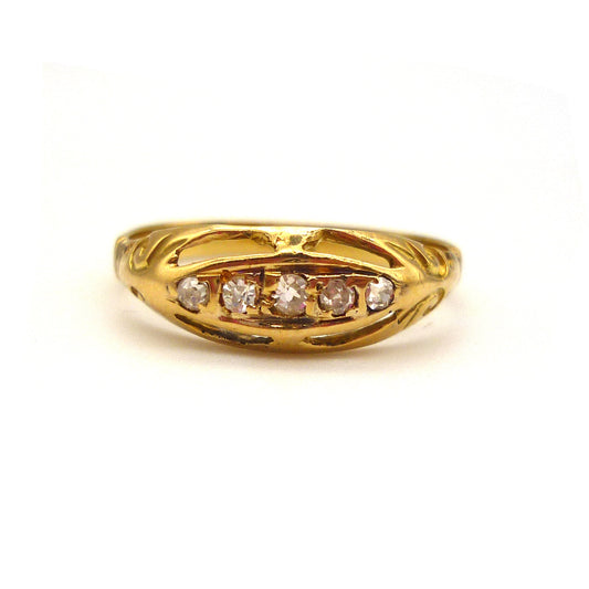 Victorian Wedding Band Size 6.25, Antique Old Cut Diamond Ring