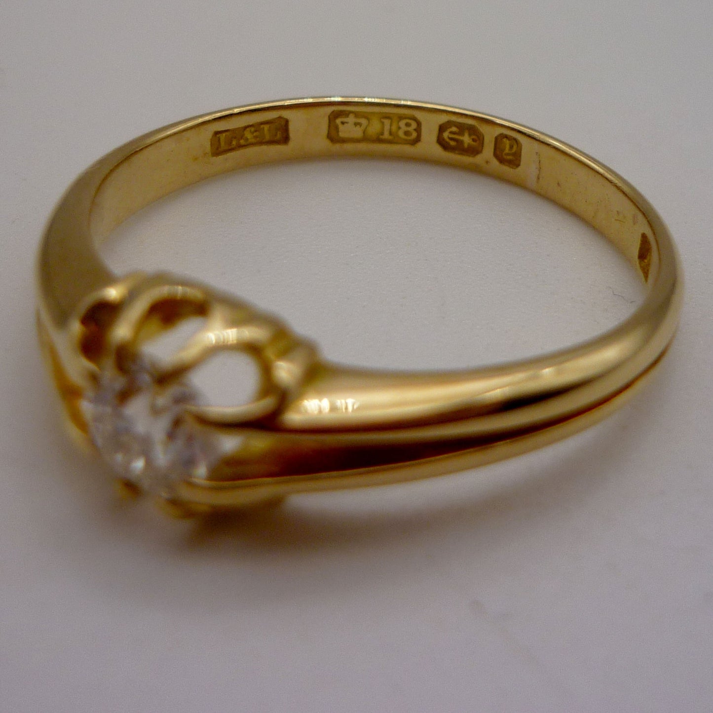 18k Gold 0.5ct Victorian Old Cut Diamond Ring, Large Antique Gold Band Size 9.75