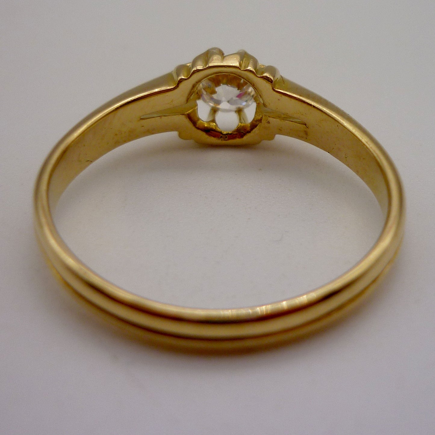 18k Gold 0.5ct Victorian Old Cut Diamond Ring, Large Antique Gold Band Size 9.75