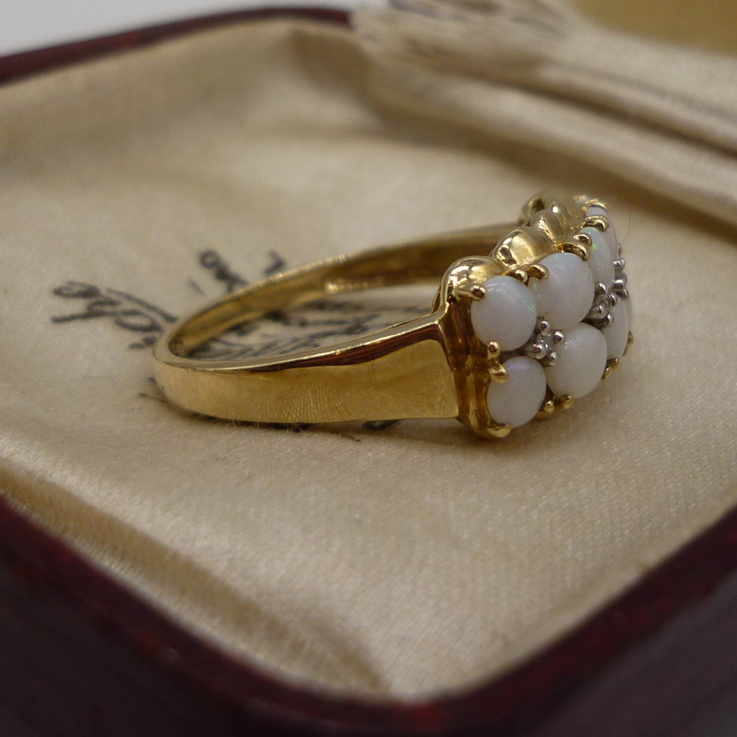 Vintage Opal & Diamond Gold Ring Size 7