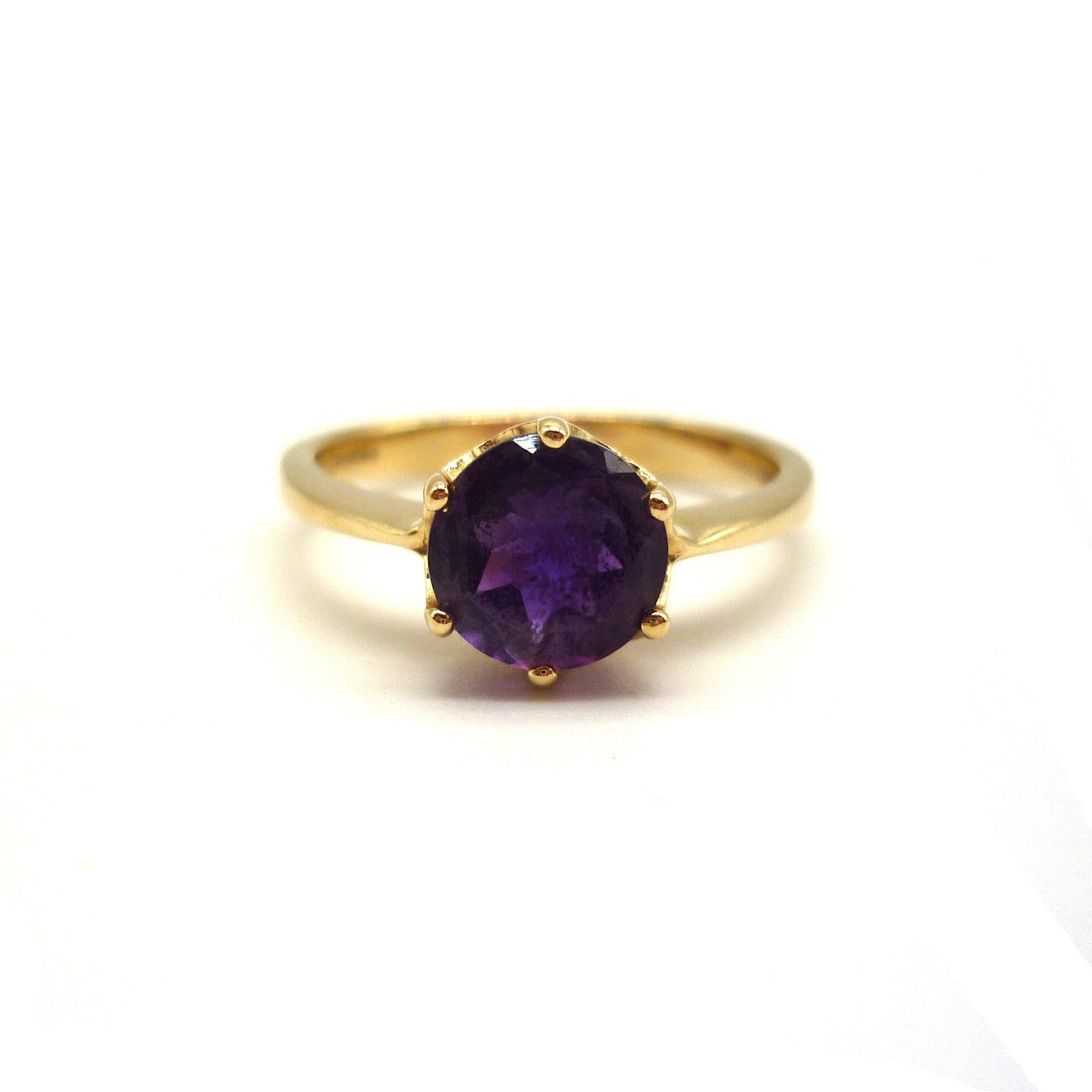 Vintage 14k Yellow Gold Amethyst Solitaire Ring Size 6.5