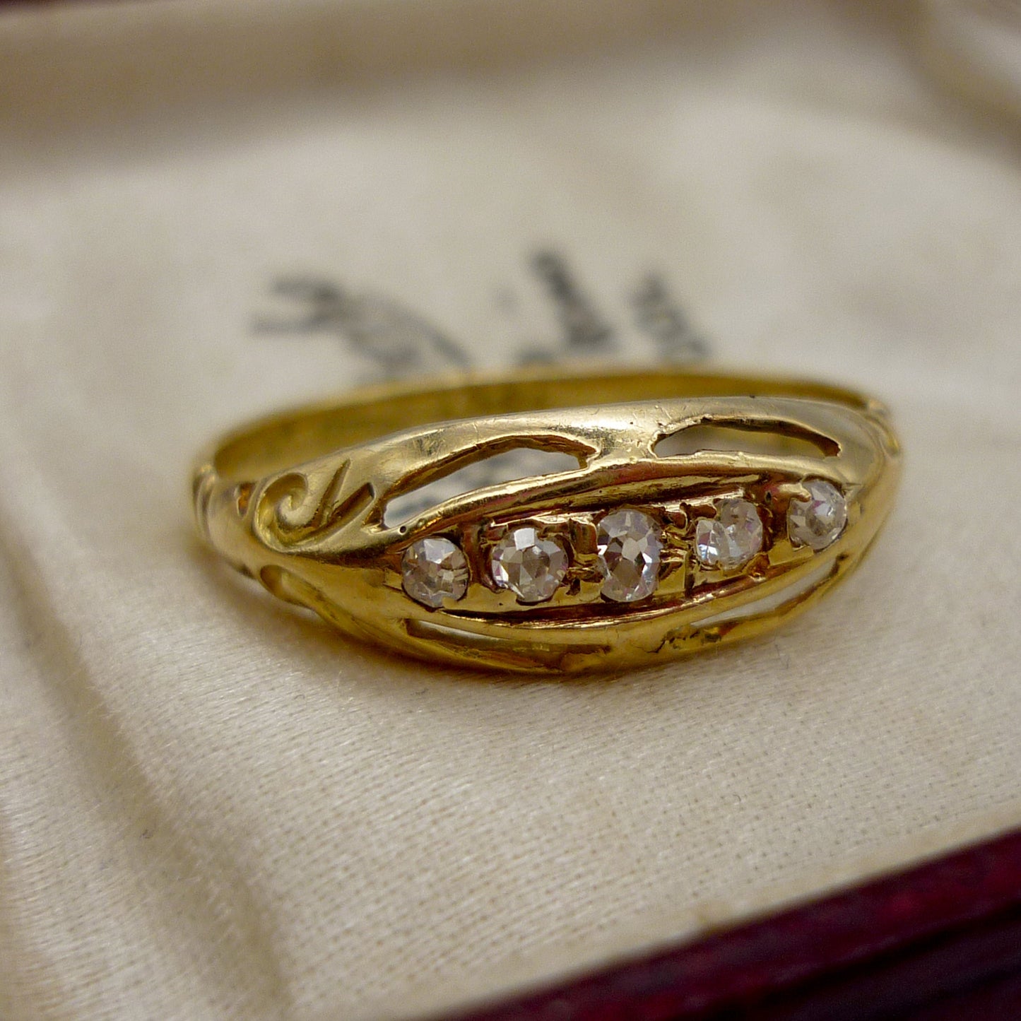 Victorian Wedding Band Size 6.25, Antique Old Cut Diamond Ring