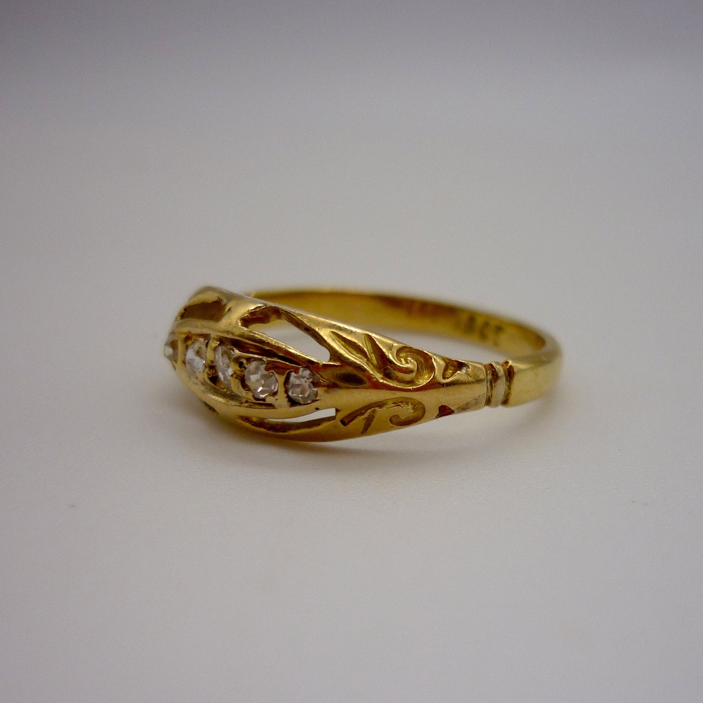 Victorian Wedding Band Size 6.25, Antique Old Cut Diamond Ring