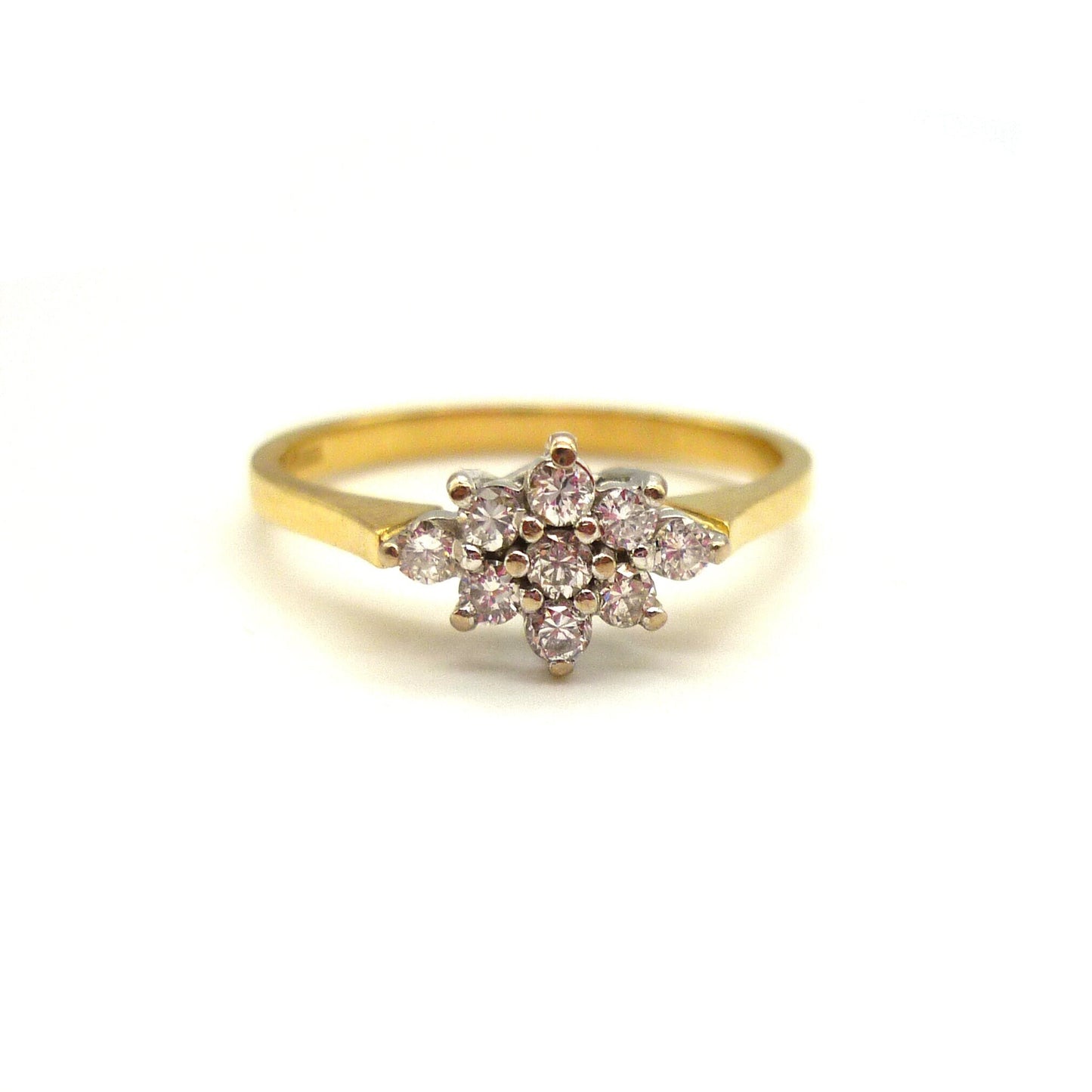 Vintage 18k Diamond Cluster Ring Size 6.5