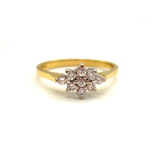 Vintage 18k Diamond Cluster Ring Size 6.5