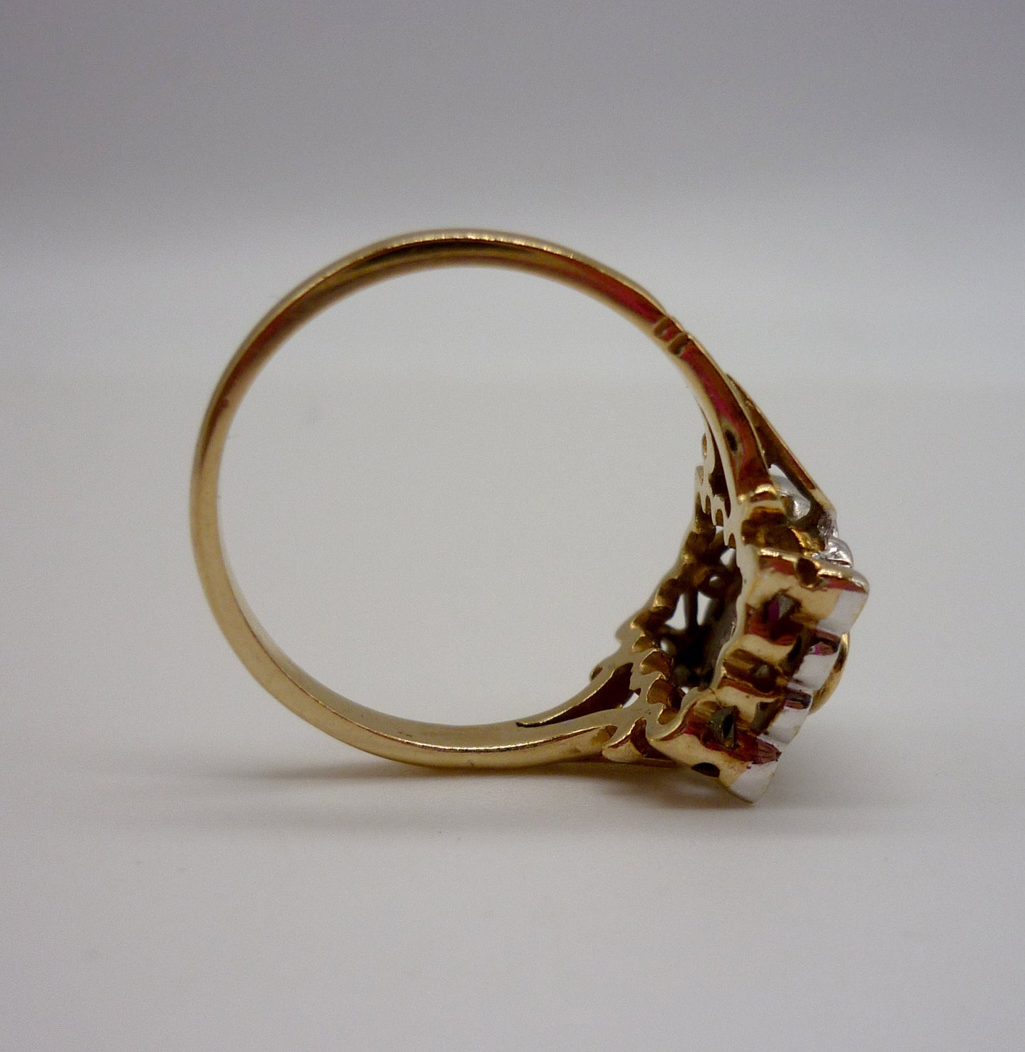 Vintage Art Deco Style Ruby and Diamond Cluster Ring Size 6