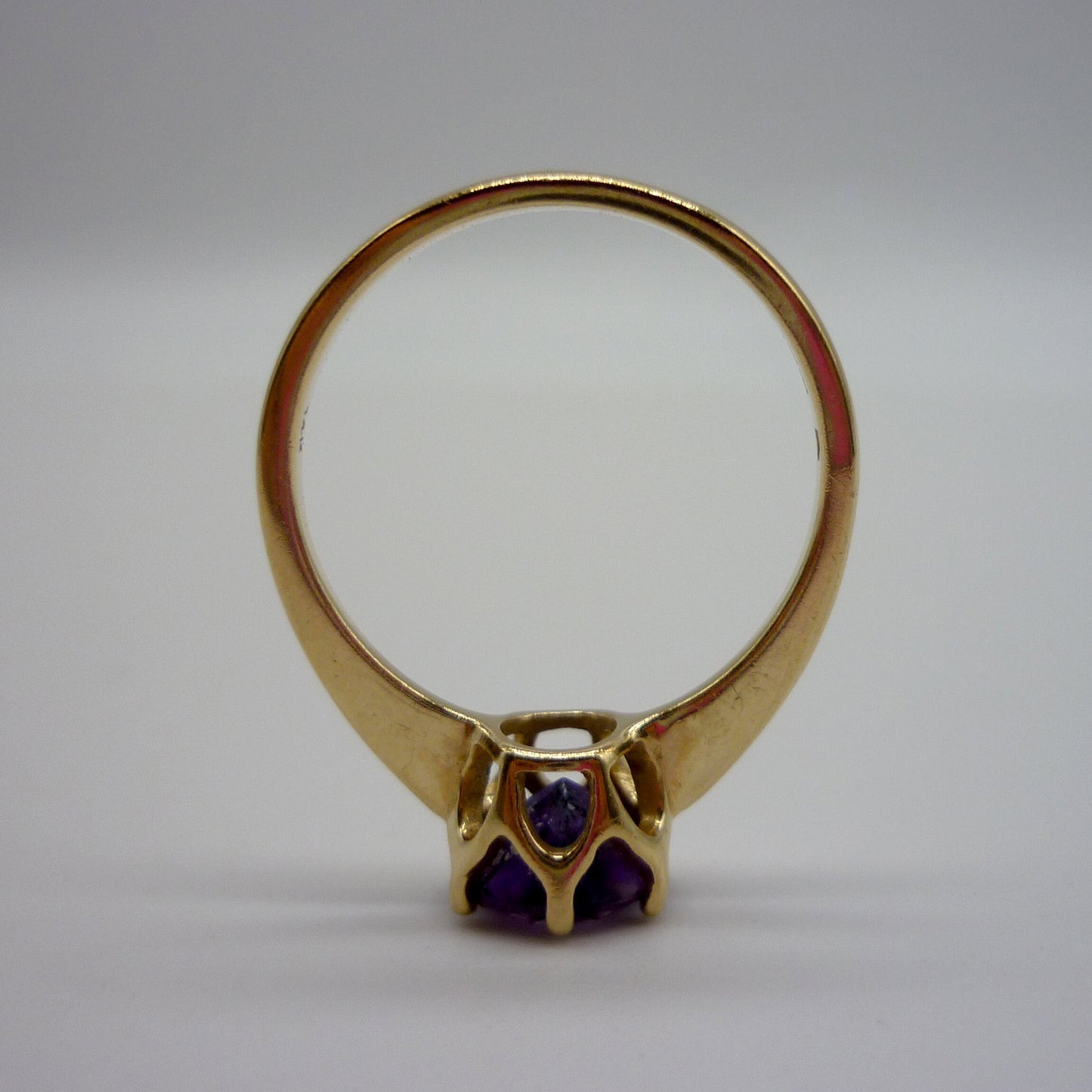 Vintage 14k Yellow Gold Amethyst Solitaire Ring Size 6.5