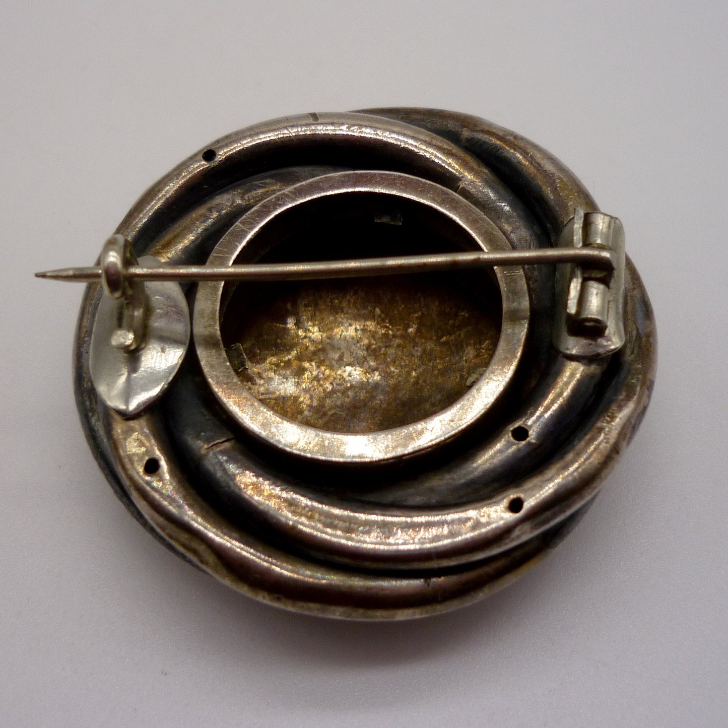 Victorian Silver Memory Brooch, Antique Knot Brooch