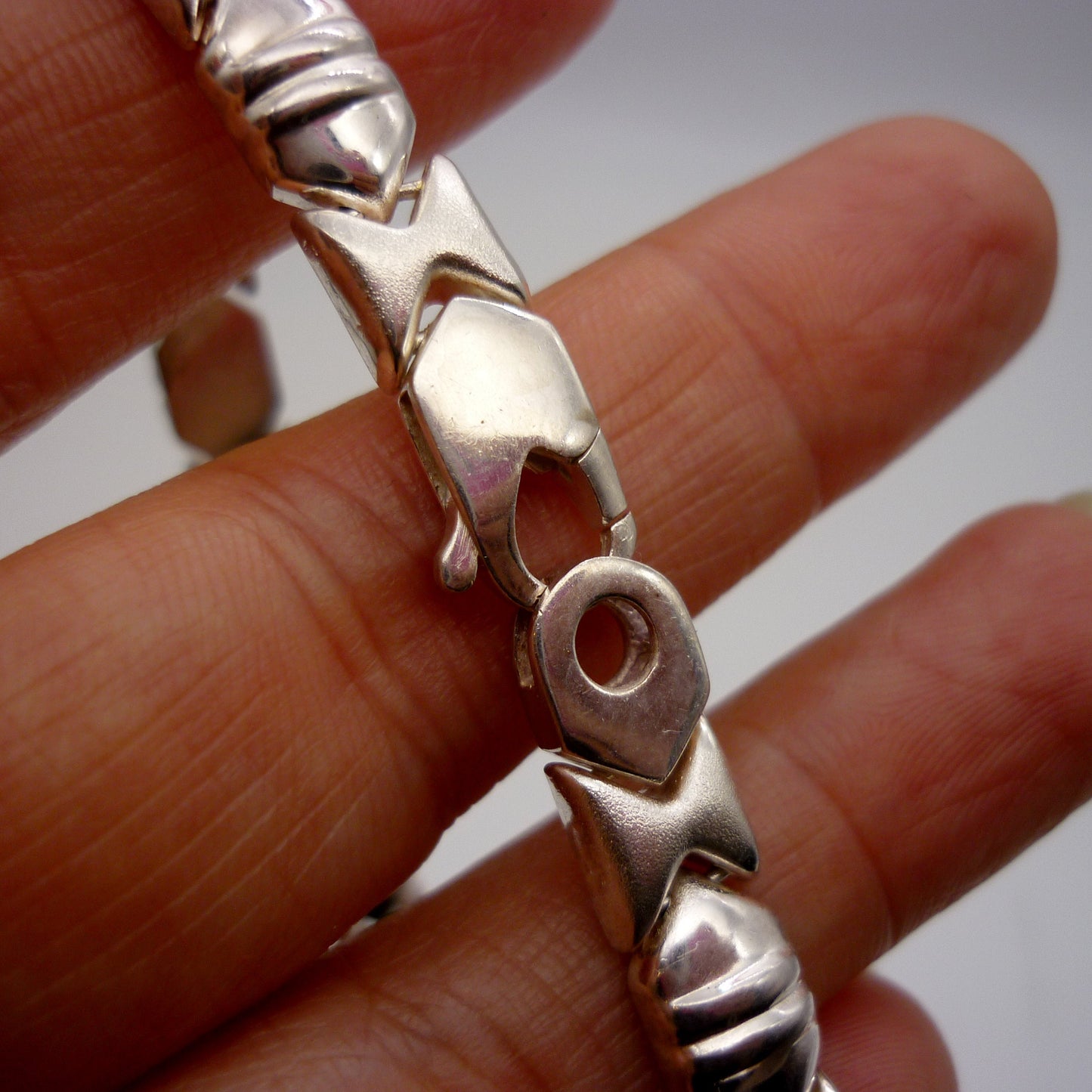 Silver XO Necklace, Fancy Link Sterling Silver Chain