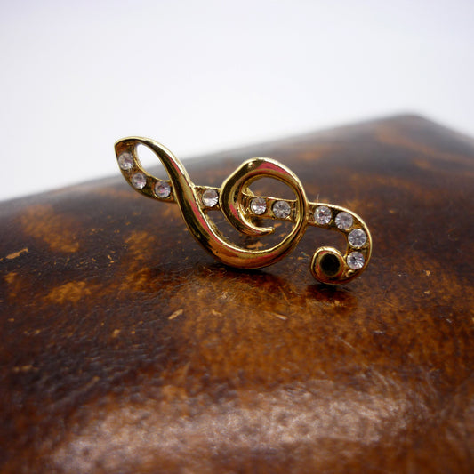 Gold Plated Treble Clef Brooch