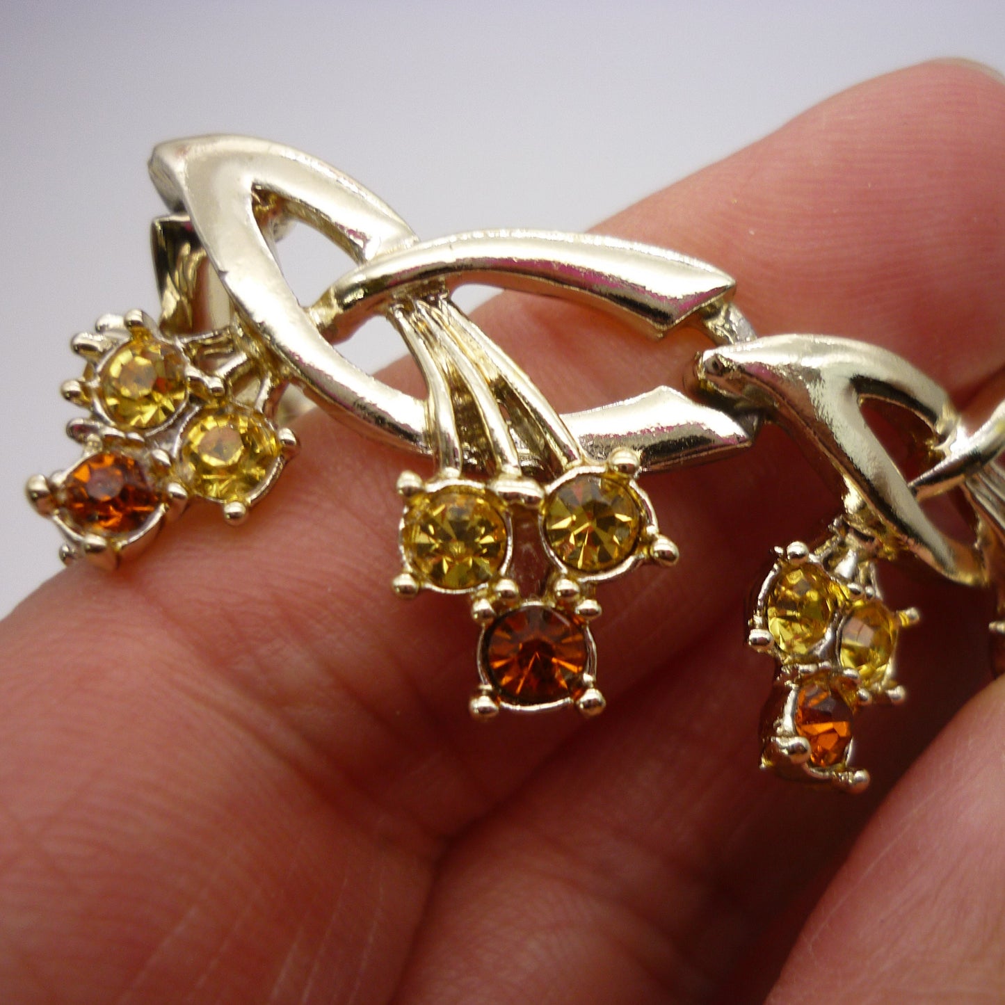 Vintage Diamante Necklace by Exquisite Jewellery, Orange and Yellow Rhinestones