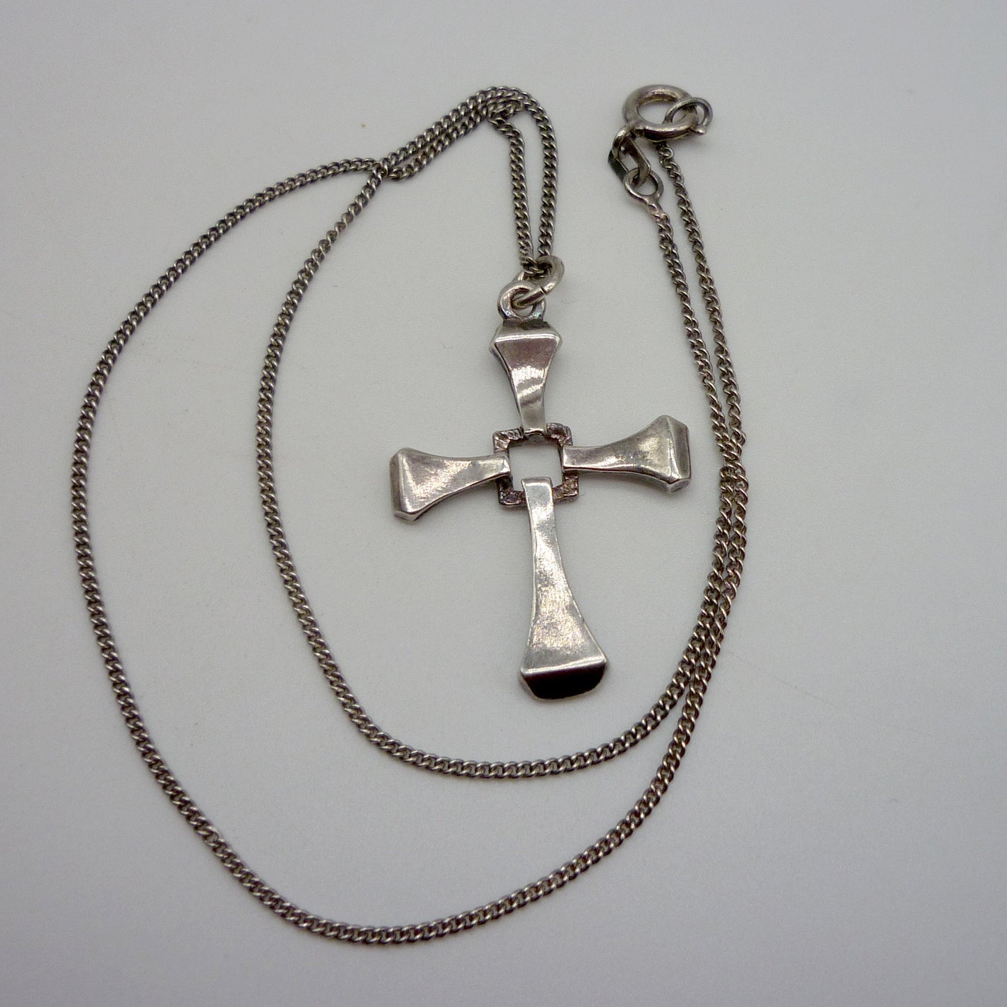 Vintage Sterling Silver Cross Necklace, 925 Pendant on Chain