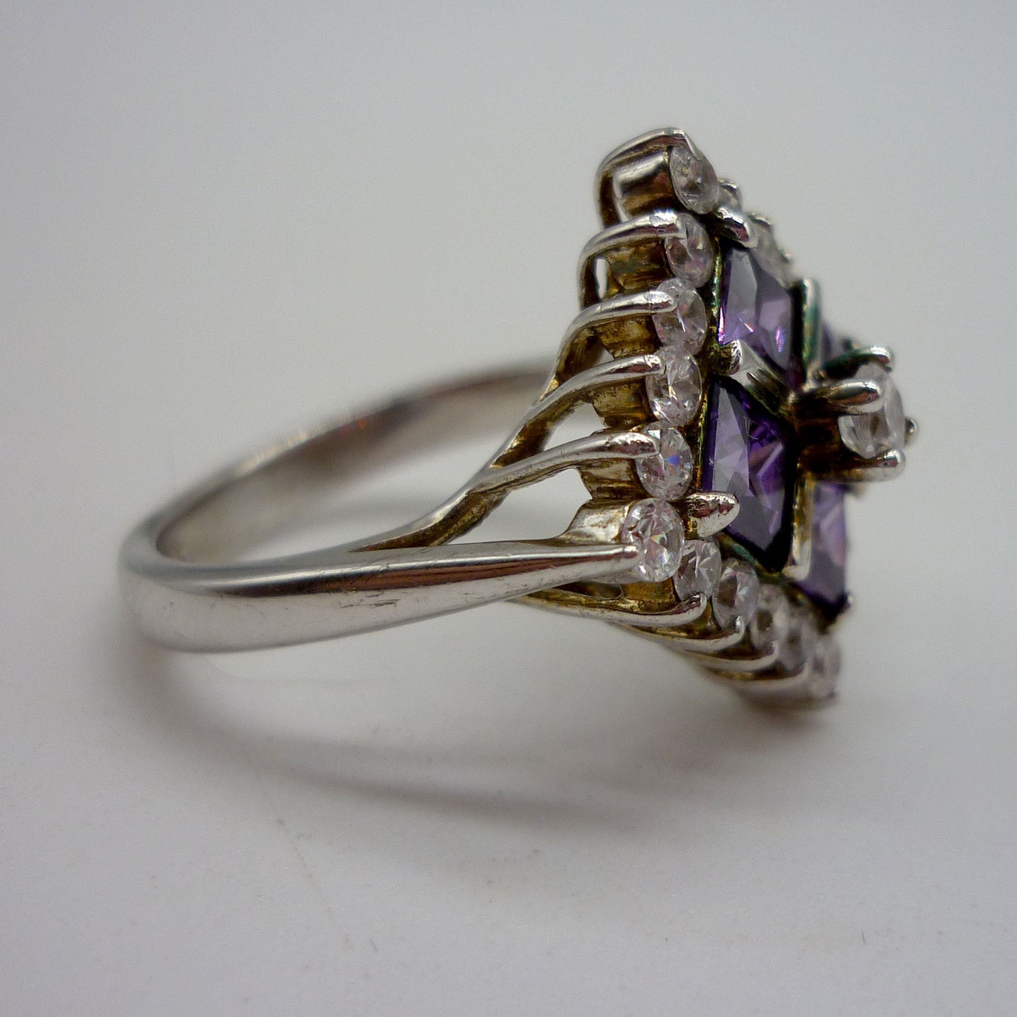 Purple CZ Sparkly Cocktail Ring Size 5.75