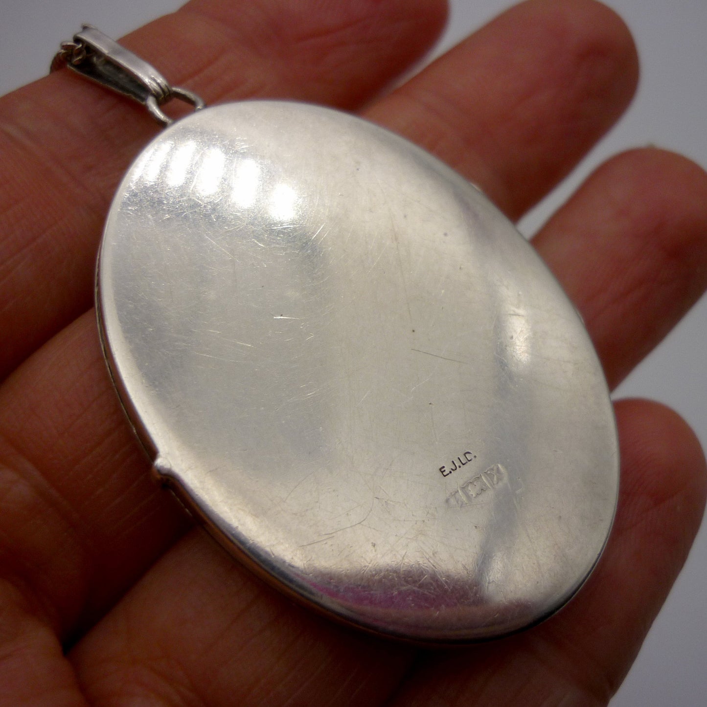 Vintage Silver Photo Locket on Chain, Hinged Opening Pendant Necklace