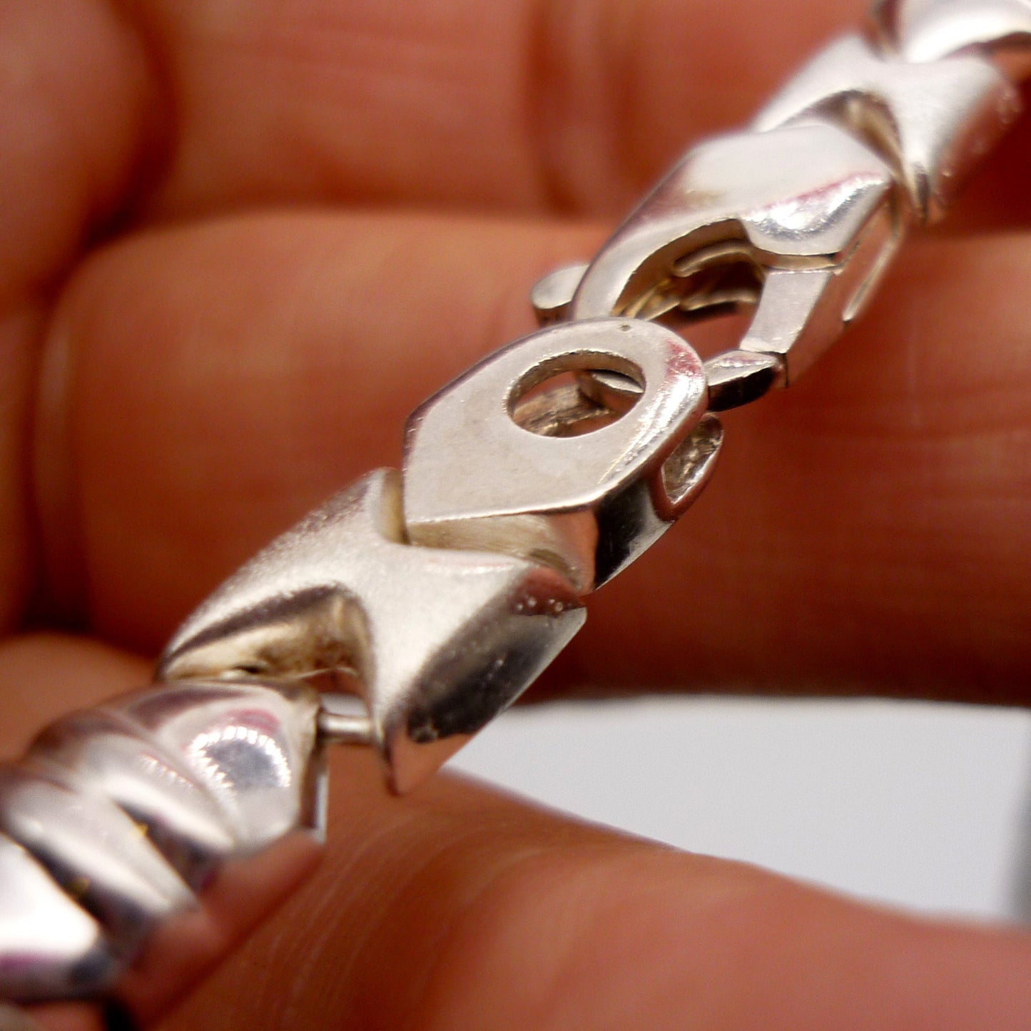 Silver XO Necklace, Fancy Link Sterling Silver Chain