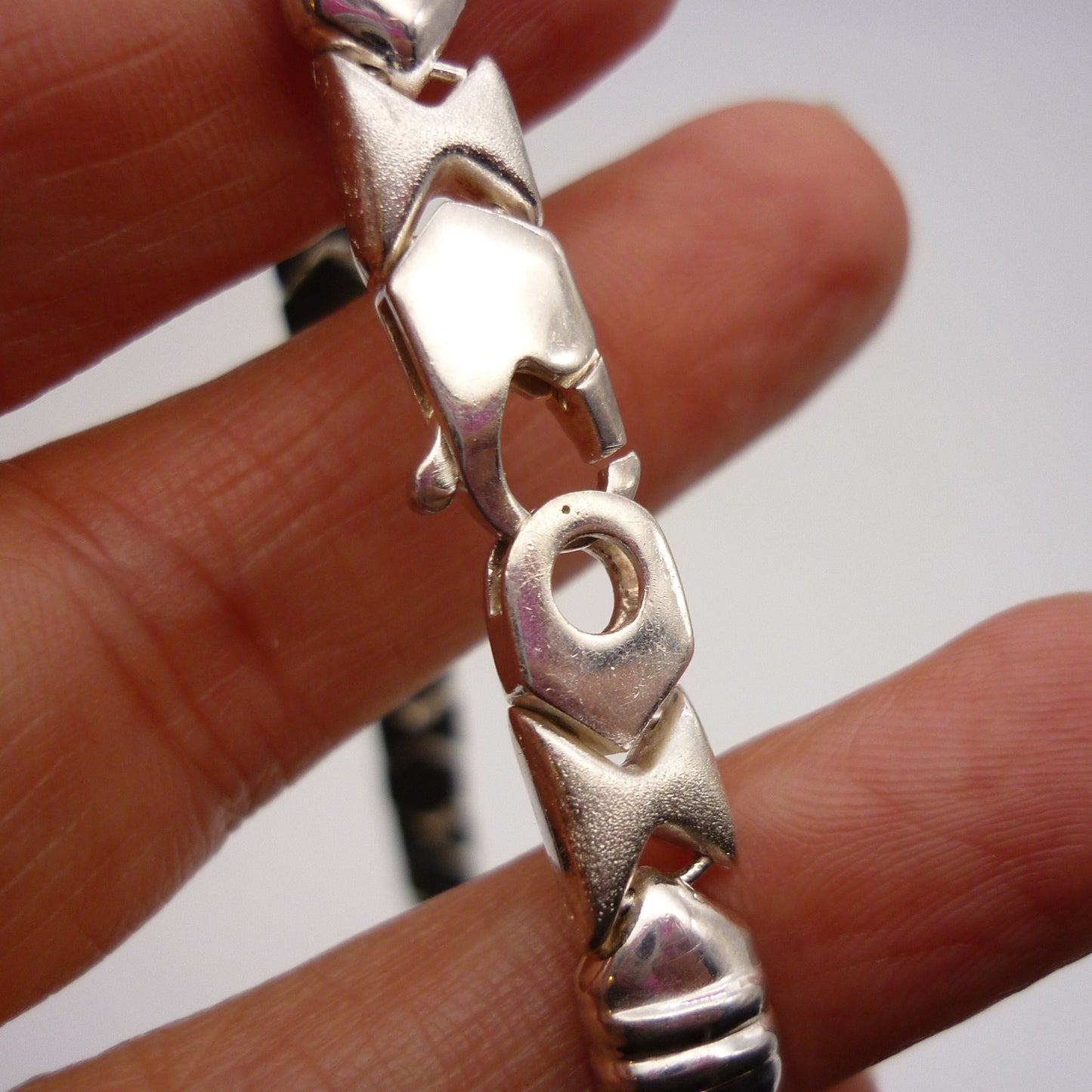 Silver XO Necklace, Fancy Link Sterling Silver Chain