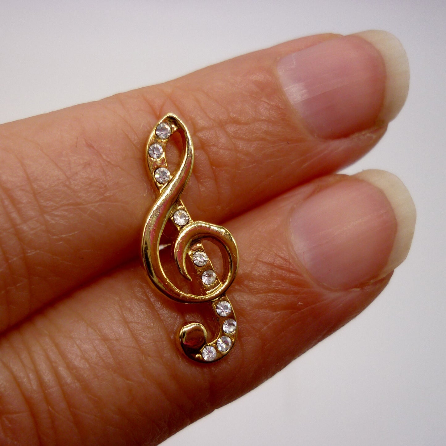 Gold Plated Treble Clef Brooch