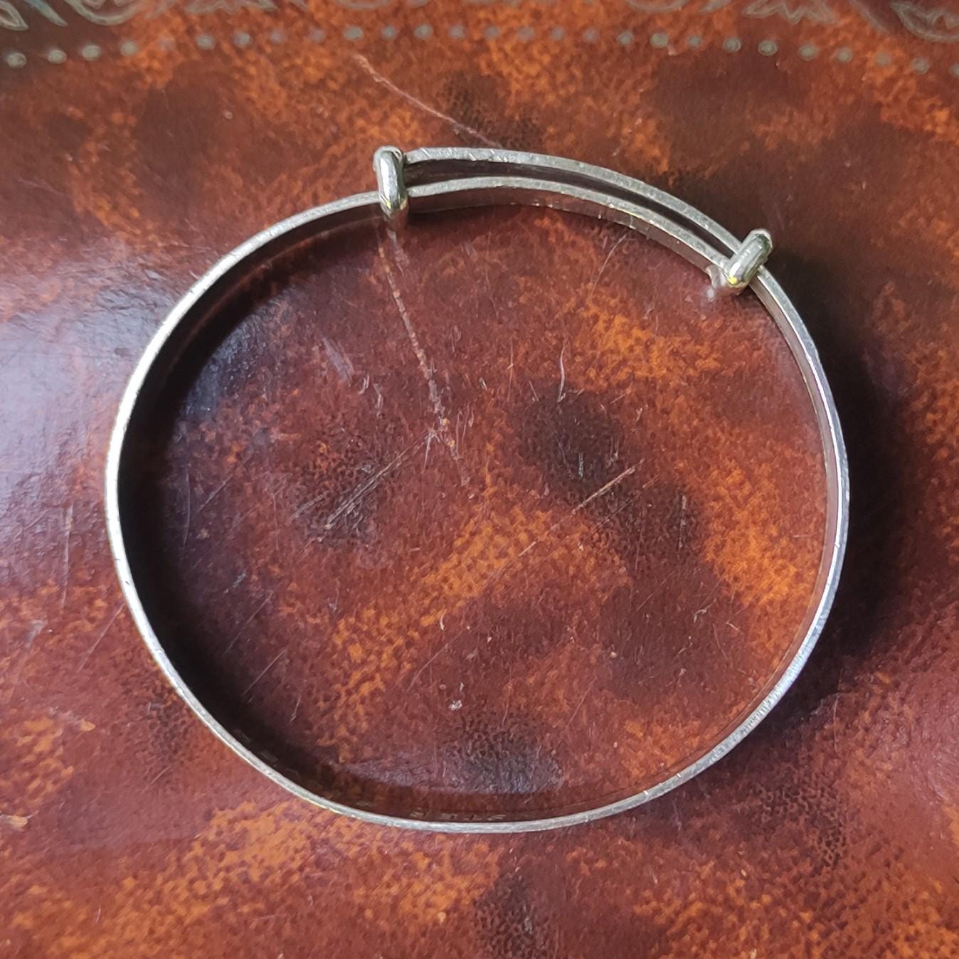 Vintage Sterling Silver Christening Bangle, Baptism Gift For Baby