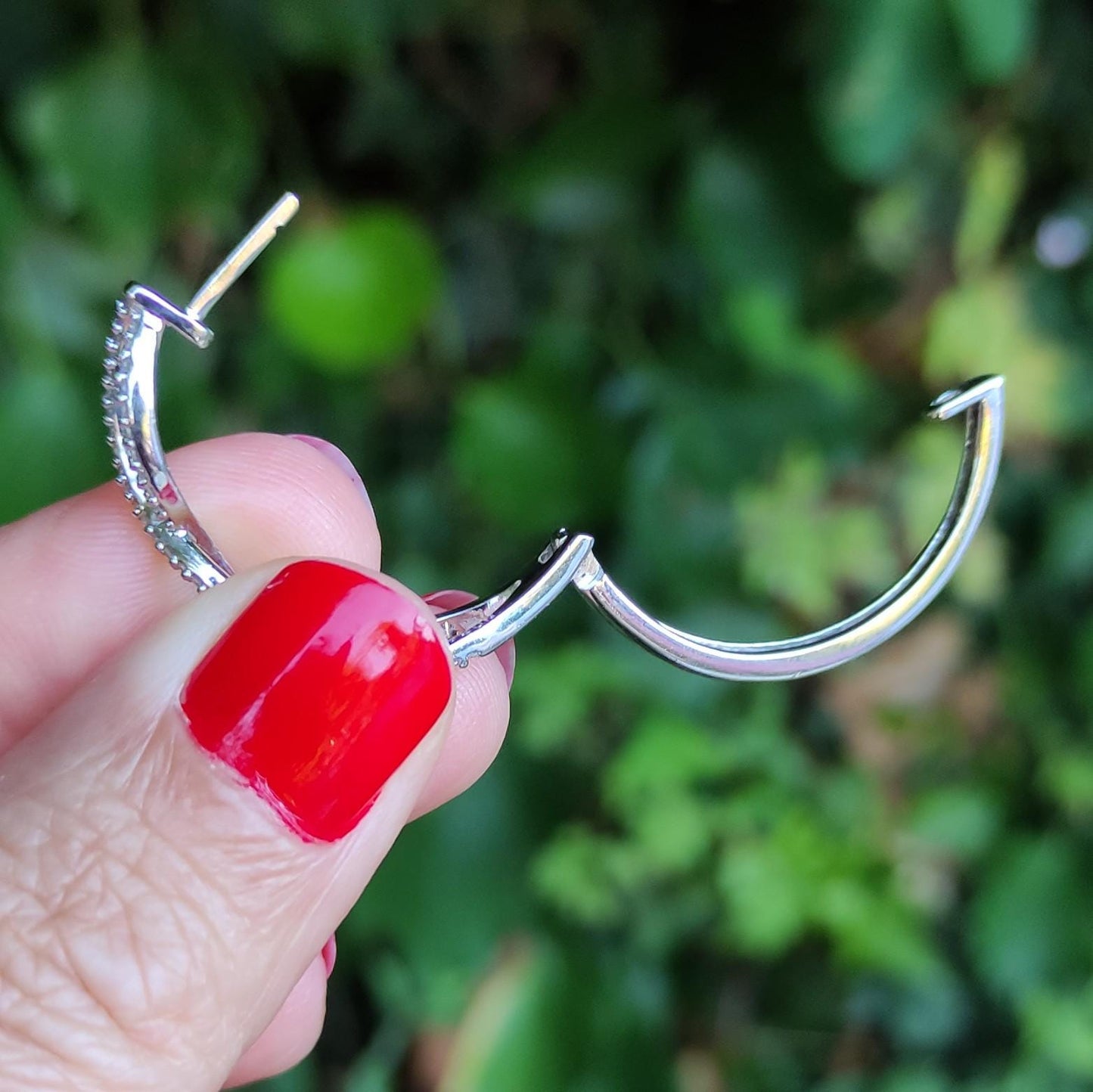 Vintage Sterling Silver & CZ Infinity Hoop Earrings