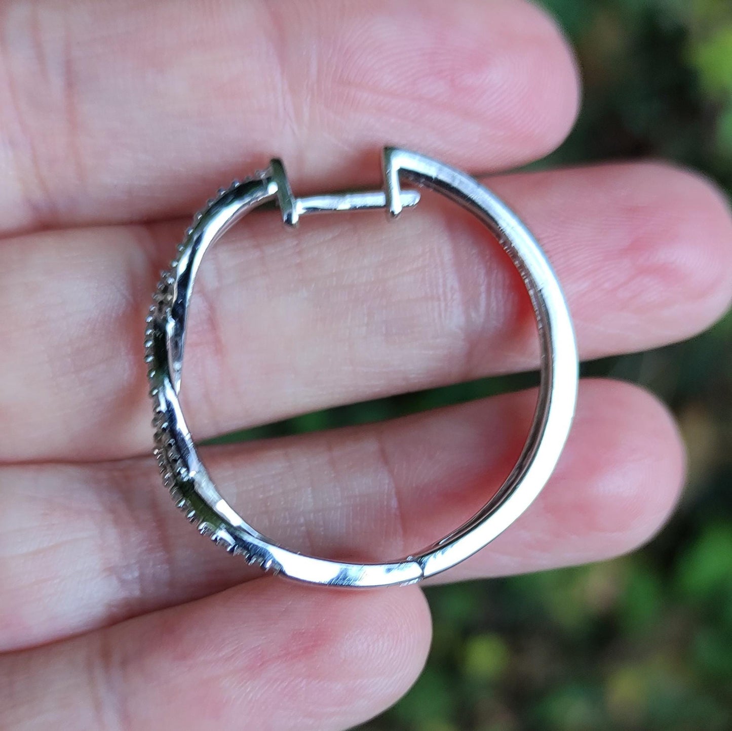Vintage Sterling Silver & CZ Infinity Hoop Earrings