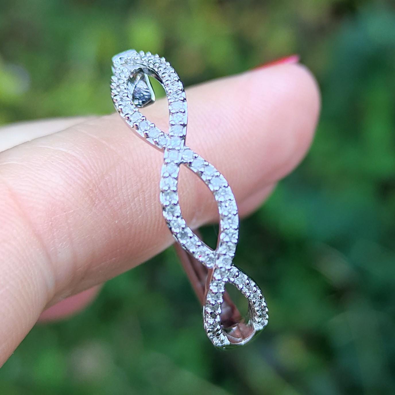 Vintage Sterling Silver & CZ Infinity Hoop Earrings