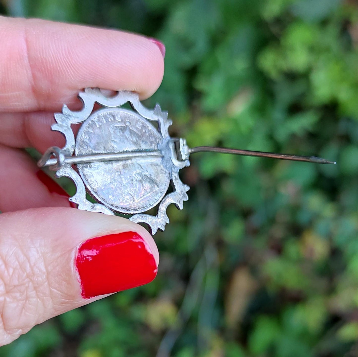 1912 1/4 Rupee Silver Brooch, Antique Indian Coin Jewellery