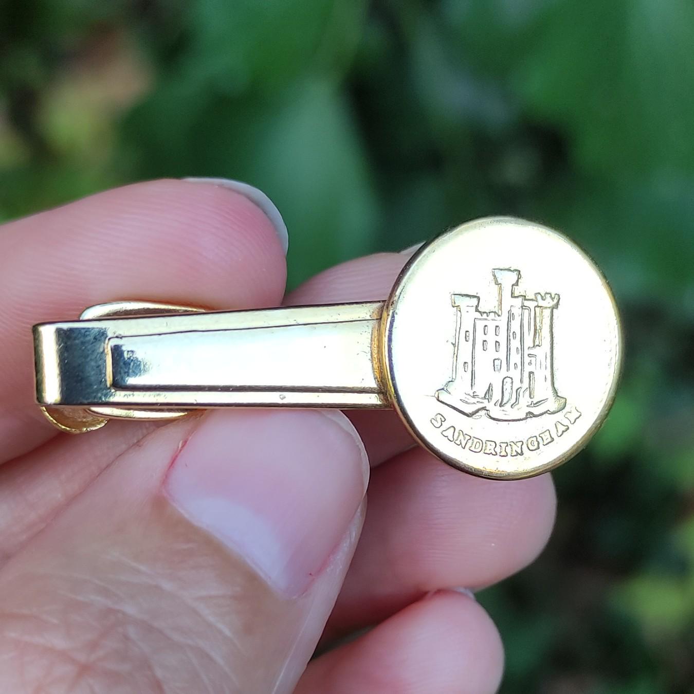 Vintage 22ct Gold Plated Sandringham Castle Cufflinks and Tie Clip