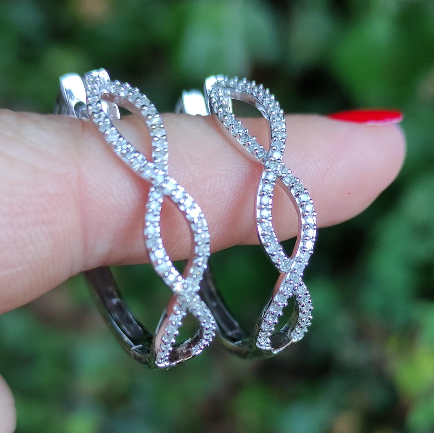 Vintage Sterling Silver & CZ Infinity Hoop Earrings