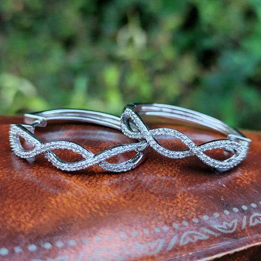 Vintage Sterling Silver & CZ Infinity Hoop Earrings