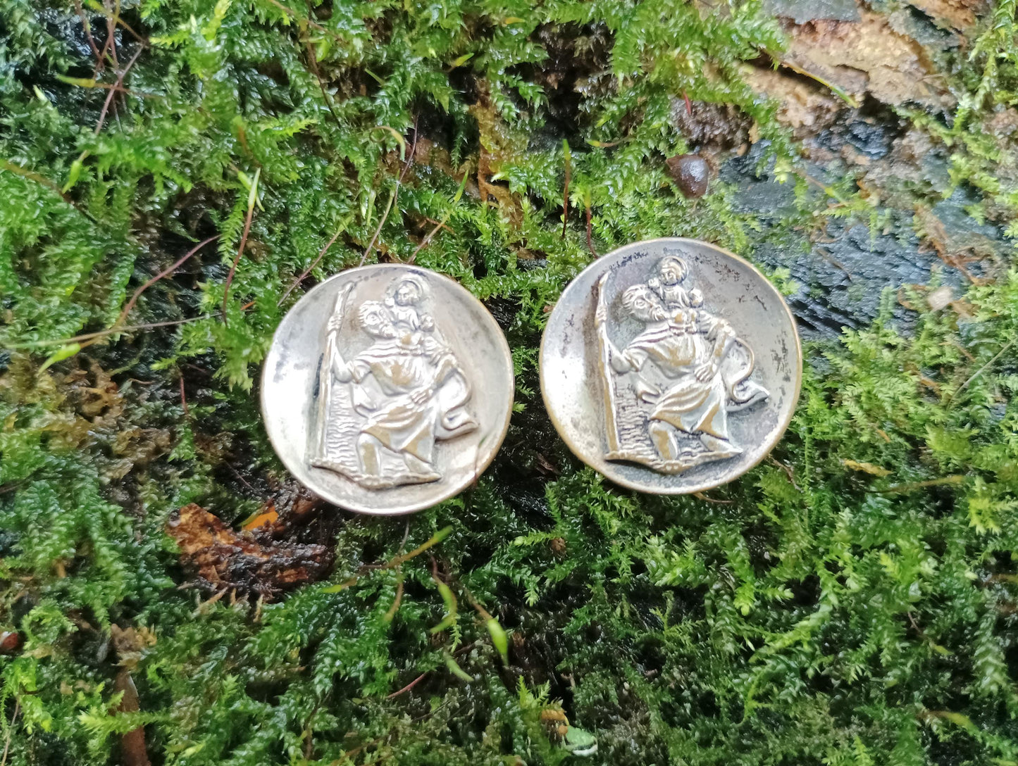 Vintage St Christopher Clip On Earrings: Silver Plated Catholic Jewelry