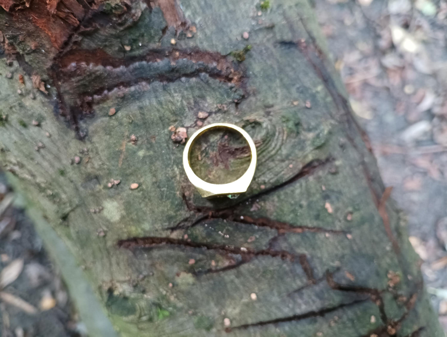 Vintage Gold Plated Signet Ring with Faux Diamond - Size 9