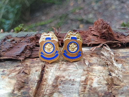 Vintage US Special Agent Cufflinks: Enamel Police Badge Design