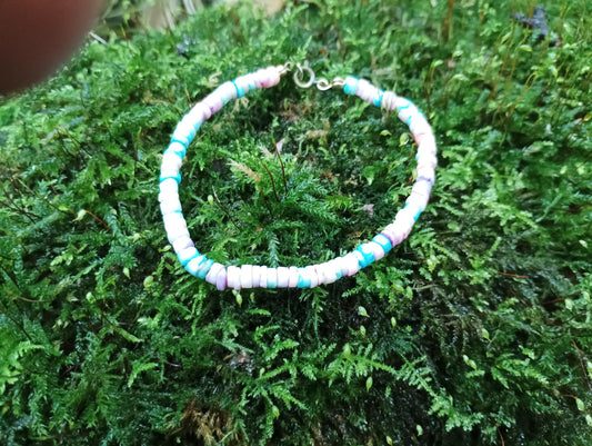 Pastel Beaded Bracelet: Vintage Heishi Style, Surfer Jewelry