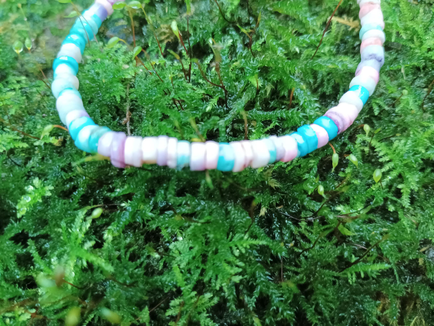 Pastel Beaded Bracelet: Vintage Heishi Style, Surfer Jewelry