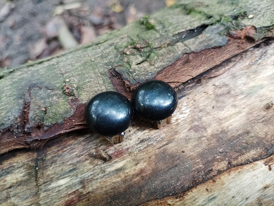 Vintage 80s Black Plastic Clip On Earrings: Retro Minimalist Jewelry
