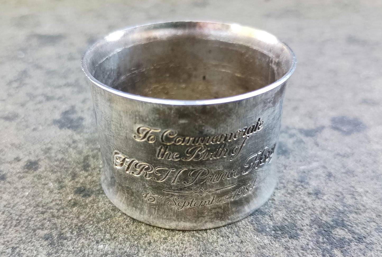 Vintage Prince Harry Birth Commemorative Silver Plated Napkin Ring