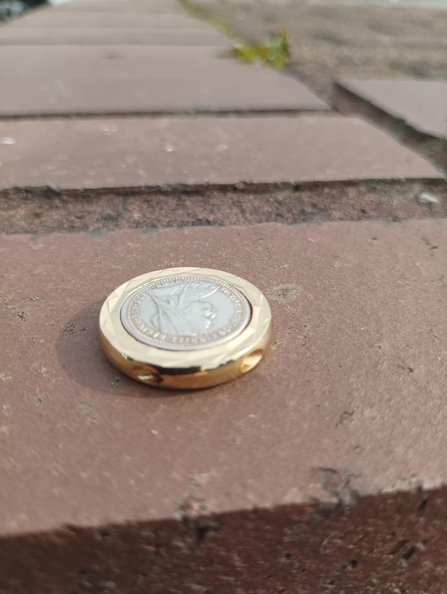 Victorian Threepence Coin Pendant: 18k Rolled Gold Silver, British Empire