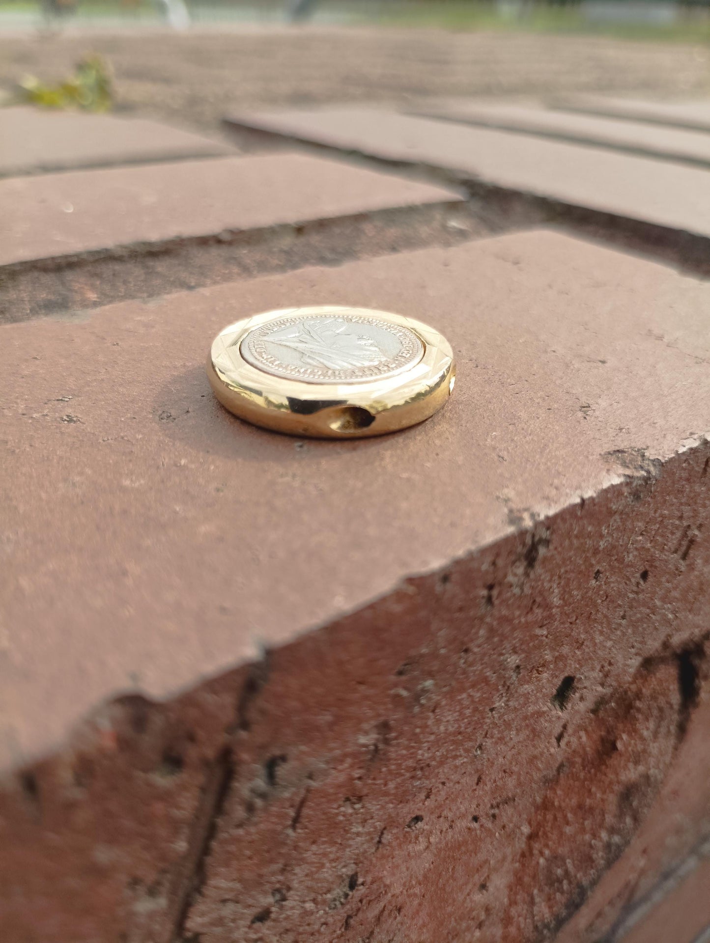 Victorian Threepence Coin Pendant: 18k Rolled Gold Silver, British Empire